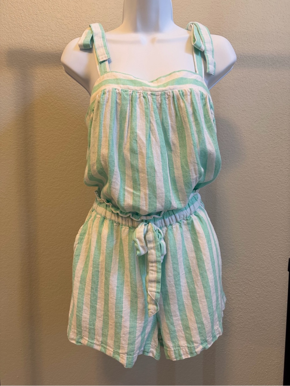 Target x Stoney Clover Lane Striped Green and White Linen Shorts M
